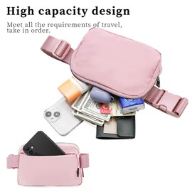 Szkiuqe Mini Fanny Pack Crossbody Bags for Women, Fashionable Waterproof Belt Bag with Adjustable Strap for Travel Running Cycling(Pink)