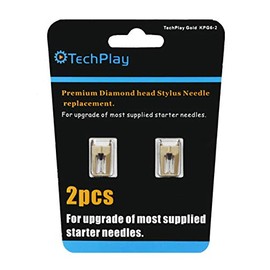 TechPlay Gold, Pack of 2, Dimond Tipped Needle for Turntables (2Pack Gold). for up-Grade of Most Standard Supplied needels. Compataible with Most Victorola and Crosley