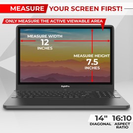 SightPro Magnetic Laptop Privacy Screen 14 Inch 16:10 - Removable Computer Privacy Filter Shield and Protector