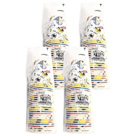 Sunup Snoopy Retro Pattern, 8.0 fl oz (205 ml), Pack of 25 x 4 Packs, Total of 100 Pieces, Paper Cups, 4 Patterns, Assorted, Made in Japan, Width 3.0 x Depth 3.0 x Height 7.7 inches (7.5 cm) x Height 7.7 inches (19.6 cm)