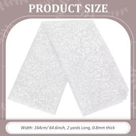 MAYJOYDIY 1.82 m × 1.64 m Vintage Lace Fabric with Branches and Leaves Wide White Embroidery Tulle French Lace Trim for DIY Crafts Wedding Party Sewing Dresses Curtains