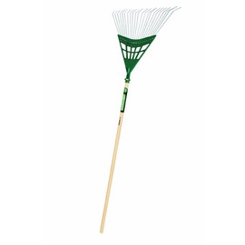 Truper 30454 Tru Tough 48-Inch Plastic Steel Leaf Rake, 24-Inch Head, Wood Handle