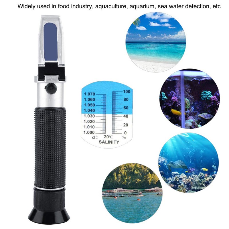 Salinity Refractometer, 0-100% Handheld Salinometer with Temperature Compensation Salinity Meter