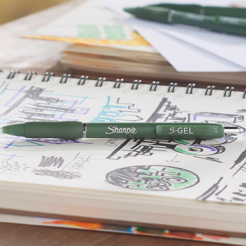 Sharpie S-Gel, Gel Pens, Medium Point (0.7mm), Forest Green Barrel,