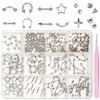 12Grids Nail Piercing Charms Silver Charms for Nails Metal Punk