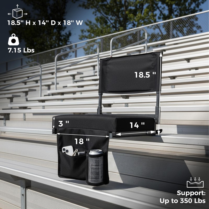 Stadium Seats with High Back Support Bleacher Chairs with 18.5in