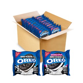 OREO Zero Sugar and OREO Double Stuf Zero Sugar Chocolate Sandwich Cookies Variety Pack, 20 Snack Packs (2 Cookies Each)