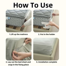 4PCS Bed Sheet Holder,Lock Sheet Holders, Multi-Functional Non-Slip Sheet Retainer, Fitted Sheet Holder, Suitable for All Bed Types, Easy to Install (White)