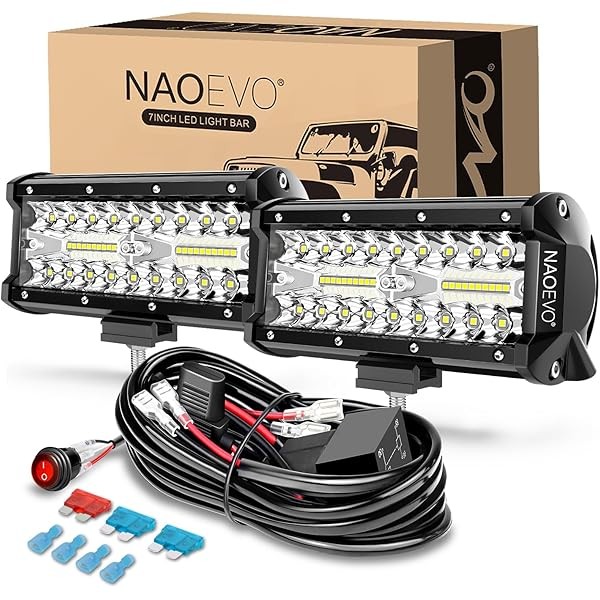 NAOEVO 7 Inch LED Light Bar, 240W 24,000LM Offroad Fog/Driving