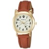 Arias WW20026A Women's Analog Wristwatch, Waterproof, Leather Strap, Cat, White,