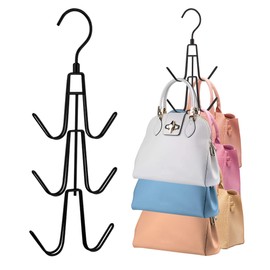 Purse Hanger for Closet, Rotatable Purse Organizer Bag Hanger Purse Hook, Space Saving Closet Organizers and Storage for Purses, Bags, Backpacks, Handbags, Black