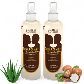 The Roots Naturelle Braid Sheen Braid Spray Twin Pack | 24 Fl Oz | Leave-in Conditioner with Shea Butter | Enriched with Vitamins and Essential Oils | Anti-Itch, Anti-Frizz | Great for Twists and Locs