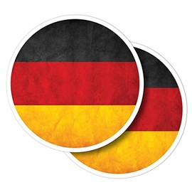 Vinyl Round Stickers (Set of 2) 10cm - Distressed German Flag Germany for Laptops, Tablets, Luggage, Scrap Booking, Fridges #56005