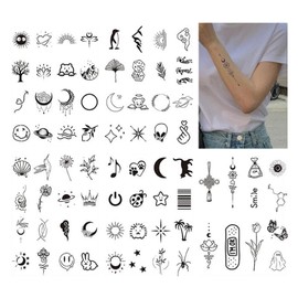 GOODCHI Tattoo Sticker Body Seal, Cute Stylish Waterproof Sticker Women's Tattoo Sticker, Easy to Apply, Set of 77 (A)