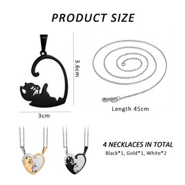 2 pairs of couple necklaces, friendship commemorative necklaces; love necklaces, matching necklaces, bff necklaces, friendship necklaces for girls, suitable for birthdays, dances, dinner parties, etc.