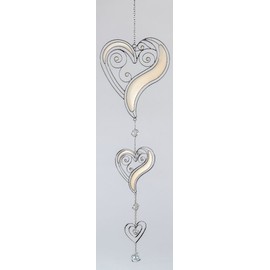 formano Modern decoration for windows, heart hanger, window decoration, decorative hanger, glass picture for hanging, Tiffany, white/silver, 58 cm, large