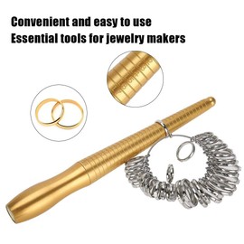 Ring Mandrel Sizer, herramienta de medida de tamaño que incluye a los joyeros de goma Martillo y anillo Mandrel con Sizer para la reparación de la joyería Set De Medidor De Anillo Y Martillo De Goma