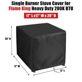 Aidetech Outdoor Single Burner Stove Cover Fit for Flame King Heavy Duty 200K BTU, Waterproof Propane Gas Single Burner Bayou Cooker Outdoor Stove Cover for Home Brewing, Turkey Fry - (17x17x20 inch)