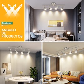 JSXing Kit de iluminación de riel LED de 4 luces, cabezales de luz giratorios flexibles, foco de techo de 4 vías con acabado, que incluye 4 bombillas LED GU10-4W 400LM (champán, luz calida-2700k)