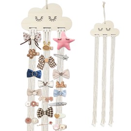 Dewocke Hair Accessories Storage, Cloud Shaped Wall Hanging Decor, Hair Bow and Headband Holder, Chic White Tassel Organizer for Baby Girls, Ideal for Hair Clips, Bows and Headbands Storage