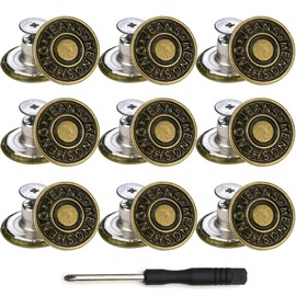 Jeans Buttons Replacement, Instant No Sew Buttons for Pants with Tool (Metallic, 20MM)