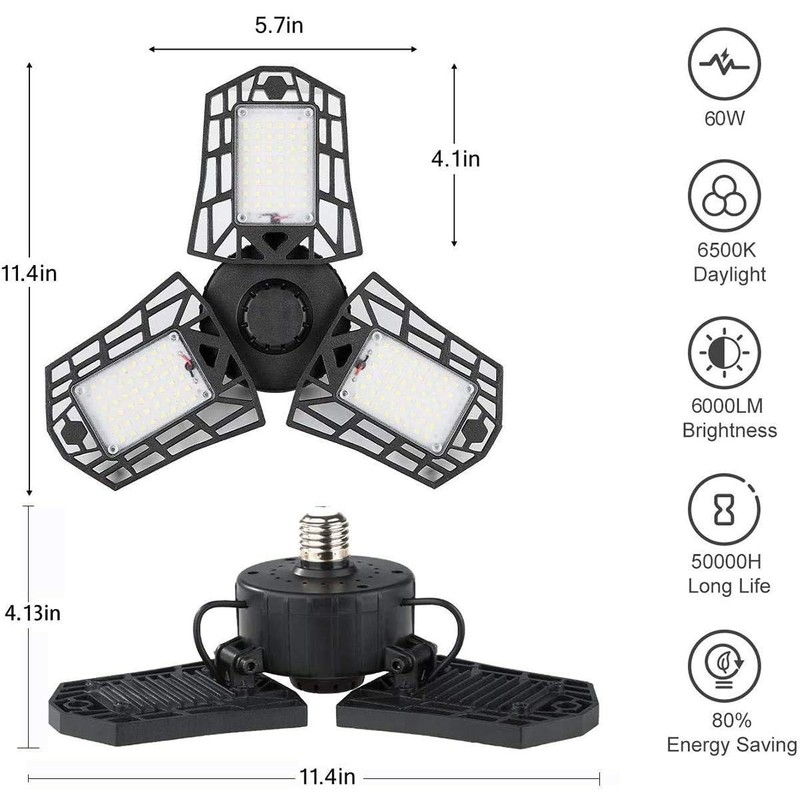 ANYPOWK LED Garage Lights - 6000 Lumen 6500K Daylight 60W,