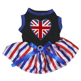 Petitebelle Britain Heart Puppy Dress Black Stripe XL