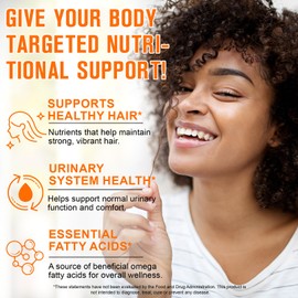 Pumpkin Seed Oil Capsules 1000mg with Saw Palmetto - 300 Softgels for Hair & Urinary Support - 2-in-1 Formula, Rich in Zinc & Omega Fatty Acids - Easy-to-Swallow, Vegan