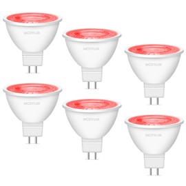 MCDYLUK LED MR16 Red Light Bulb 4W, 20W 35W 50W Halogen Equivalent, 12V Low Voltage GU5.3 Bi-Pin Led Red Bulbs for Christmas Outdoor Landscape Yard Garden Tree Pool Holiday Lighting, 38 Deg, 6 Pack