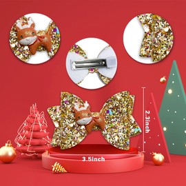 8pcs Christmas Hair Clip Glitter Sequined Christmas Santa Bow Clips Christmas Tree, Snowflower Elk Bow Hair Barrettes Hairpin Christmas Tree Accessories Christmas Birthday Gifts for Girls Women Toddlers