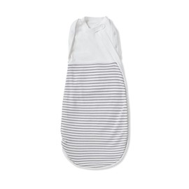 MORI Baby Unisex Sleep Sack in Grey Stripe for Newborns - Sleeping Bag with Adjustable Arm Poppers - Zip Swaddle - One Size