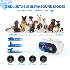 Anti Barking Device, Ultrasonic Dog Barking Deterrent Devices up to 50FT Long Range Control, 3 Adjustable Levels Dog Deterrent Ultrasonic Stop Dog Barking Device, Bark Control Device Indoor Outdoor
