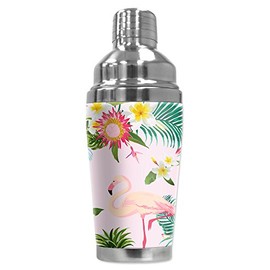 Mugzie 20 Ounce Stainless Steel Cocktail Shaker with Insulated Wetsuit Cover - Flamingos