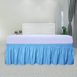 PureFit Falda de cama envolvente con volantes con cinturón elástico ajustable, caída de 18 pulgadas, fácil de poner, falda de cama sin arrugas, volantes contra el polvo, funda para cama individual,
