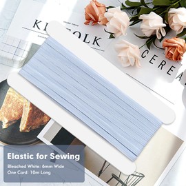 10m Elastic for Sewing, 6mm Wide Elastic Cord, White Elastic, for Clothing Accessories Handicrafts Masks DIY, Belts and Headwear