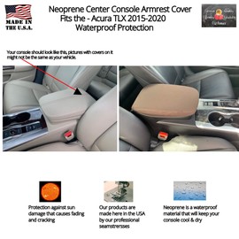 Auto Console Covers- Fits The Acura TLX 2015-2020 Center Console Armrest Cover Waterproof Neoprene Fabric-Brown
