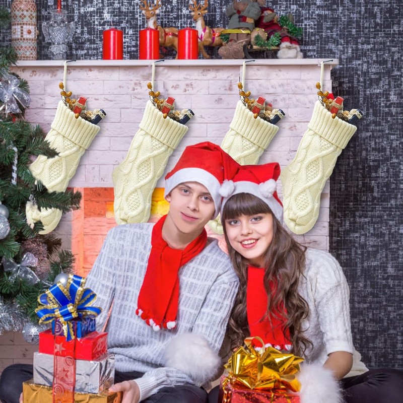 meioro Christmas Stockings Cable Knit Stocking Christmas Decorations Goodie Bags