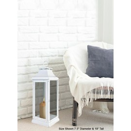 Serene Spaces Living Hurricane Lanterns with Clear Glass Panels, Perfect for Home Decor, Parties & Events, Table Top Or Hanging Lantern for Indoor & Outdoor (Medium - White)