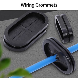 SHANOER 20pcs Wire Grommets Rubber Bushing Cable Protector Wire Protection Oval Synthetic Rubber Groove 27mmx13mmx3.5mm for Black Electrical Cabinet, Box, Socket, Wire
