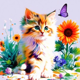 UiSdfuy Diamond Art Kits for Adults, Diamond Art for Adults and Beginner,Full Drill Diamond Dots Painting,Wall Decor(11.8x11.8 in) Sunflower cat