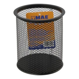 Porta Lapices Mae Escritorio Malla Metal Oficina Negro plm                                                                                            