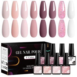 MTSSII 8PCS Gel Nail Polish Set, Soak Off UV LED Lamp Gel Nail Polish Kit (SET3, 8PCS)