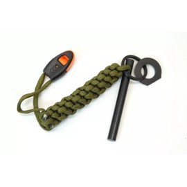 Army Military Style Ferro Rod Fire Starter Magnesium Rod With Paracord Steel
