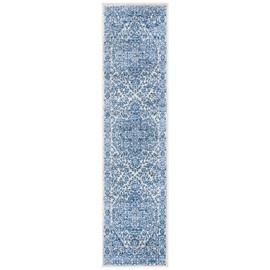SAFAVIEH Brentwood Collection BNT832M Medallion Distressed Non-Shedding Living Room Entryway Foyer Hallway Bedroom Runner, 2' x 10' , Navy / Light Grey