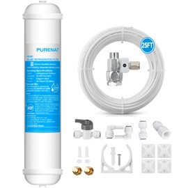Inline Water Filter Kit for Refrigerator and Ice Maker,1/4" Quick Connect Post Carbon Filter Replacement for Reverse Osmosis System with Feed Water Valve,1/4" Water Line and Fittings