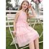 Move Dance Girls Halter Neck Dress Pink Summer Flared Midi