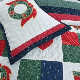 Happy Christmas 3-Piece Quilt Bedding Set, Coverlet Bedspread (Happy Christmas, Queen - 3 Piece)