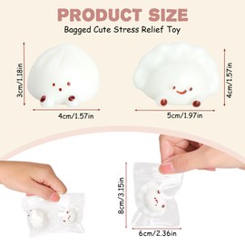 2Pcs Taba Squishy Dumpling, Cute Dumpling Squishy Toys, Kawaii Squishies Sensory Fidget Toys, Stress Relief Squeeze Toys for Kids and Adults, Party Favors, Classroom prizes, Birthday Gifts