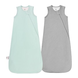 Supersoft Rayon Made from Bamboo Sleep Sack 24-36 Months 1.0 Tog Toddler Sleep Sack 2t Baby Wearable Blanket 3t with 2-Way Zipper Unisex Sleeping Bag for Babies All-year-around (2 Pack) Green & Gray
