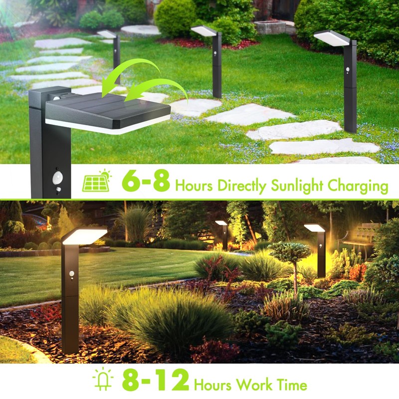 BRIMMEL Solar motion Pathway Lights Outdoor, 2 Pack Solar Powered